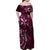 Hawaii Makahiki Season Family Matching Off Shoulder Maxi Dress and Hawaiian Shirt Floral Tribal Tattoo Pink Galaxy