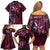 Hawaii Makahiki Season Family Matching Off Shoulder Short Dress and Hawaiian Shirt Floral Tribal Tattoo Pink Galaxy