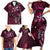 Hawaii Makahiki Season Family Matching Short Sleeve Bodycon Dress and Hawaiian Shirt Floral Tribal Tattoo Pink Galaxy