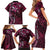 Hawaii Makahiki Season Family Matching Short Sleeve Bodycon Dress and Hawaiian Shirt Floral Tribal Tattoo Pink Galaxy