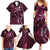 Hawaii Makahiki Season Family Matching Summer Maxi Dress and Hawaiian Shirt Floral Tribal Tattoo Pink Galaxy