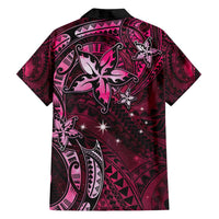 Hawaii Makahiki Season Family Matching Summer Maxi Dress and Hawaiian Shirt Floral Tribal Tattoo Pink Galaxy