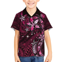 Hawaii Makahiki Season Family Matching Tank Maxi Dress and Hawaiian Shirt Floral Tribal Tattoo Pink Galaxy