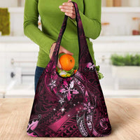 Hawaii Makahiki Season Grocery Bag Floral Tribal Tattoo Pink Galaxy LT05 - Polynesian Pride