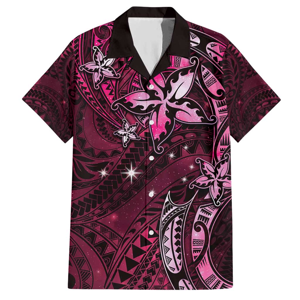 Hawaii Makahiki Season Hawaiian Shirt Floral Tribal Tattoo Pink Galaxy LT05 Pink - Polynesian Pride