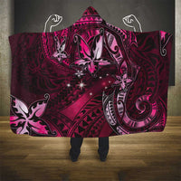 Hawaii Makahiki Season Hooded Blanket Floral Tribal Tattoo Pink Galaxy LT05 - Polynesian Pride