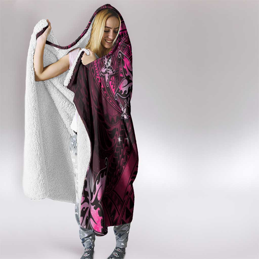 Hawaii Makahiki Season Hooded Blanket Floral Tribal Tattoo Pink Galaxy LT05 - Polynesian Pride