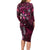 Hawaii Makahiki Season Long Sleeve Bodycon Dress Floral Tribal Tattoo Pink Galaxy