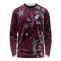 Hawaii Makahiki Season Long Sleeve Shirt Floral Tribal Tattoo Pink Galaxy