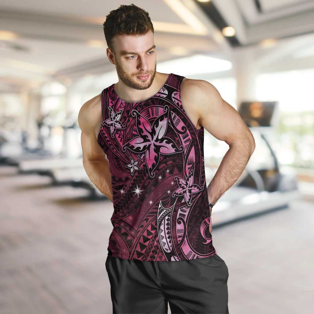 Hawaii Makahiki Season Men Tank Top Floral Tribal Tattoo Pink Galaxy LT05 Pink - Polynesian Pride