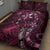 Hawaii Makahiki Season Quilt Bed Set Floral Tribal Tattoo Pink Galaxy