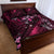 Hawaii Makahiki Season Quilt Bed Set Floral Tribal Tattoo Pink Galaxy