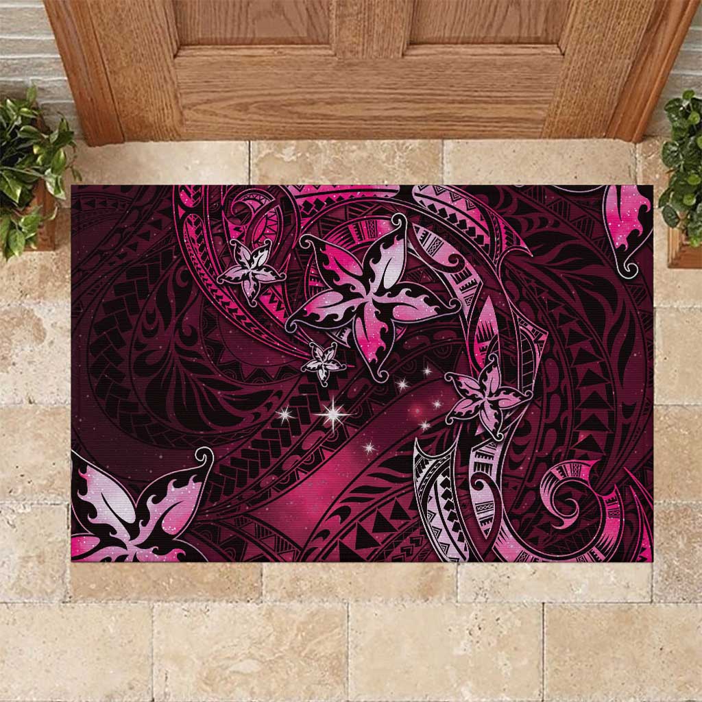 Hawaii Makahiki Season Rubber Doormat Floral Tribal Tattoo Pink Galaxy LT05 Pink - Polynesian Pride