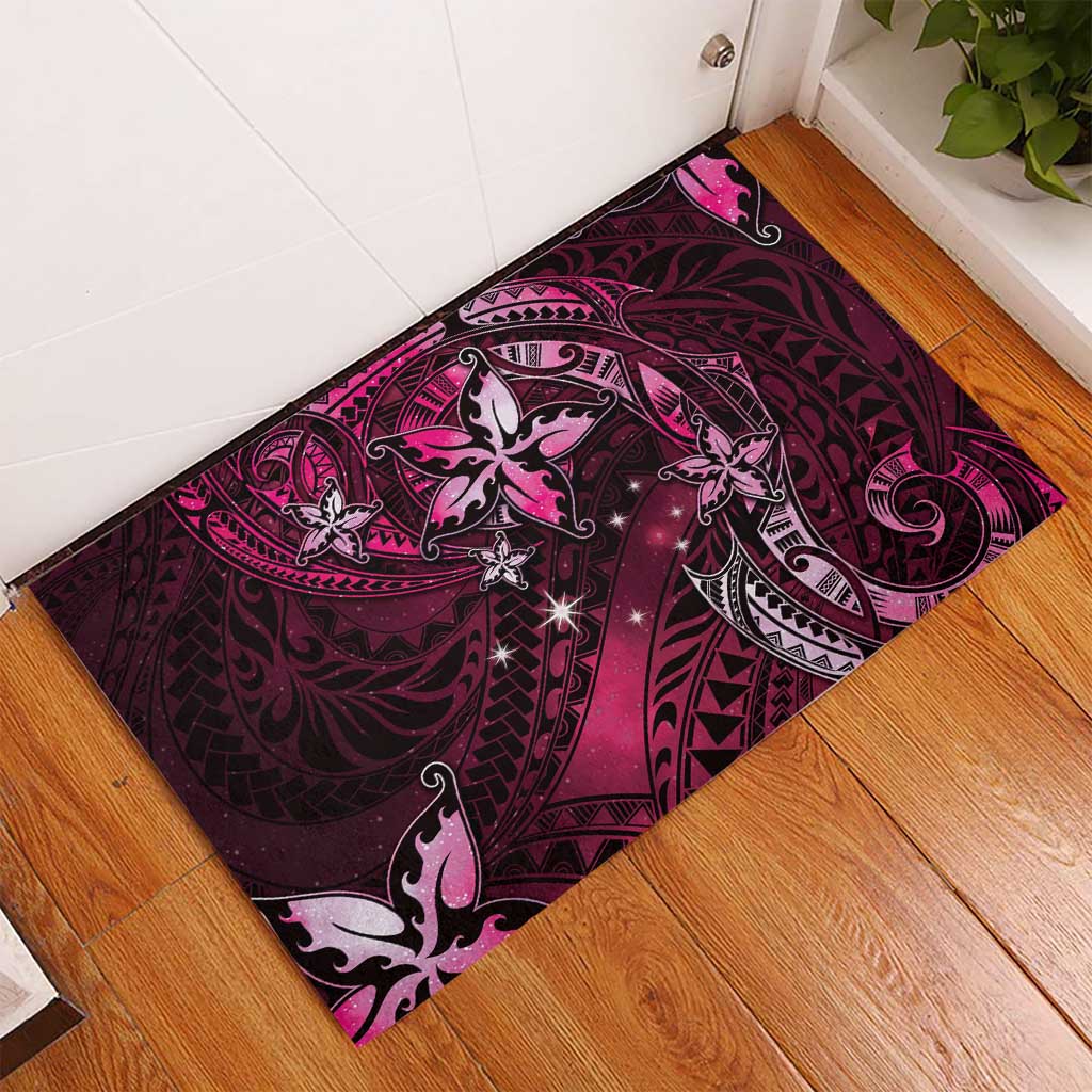 Hawaii Makahiki Season Rubber Doormat Floral Tribal Tattoo Pink Galaxy LT05 - Polynesian Pride