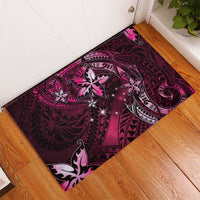 Hawaii Makahiki Season Rubber Doormat Floral Tribal Tattoo Pink Galaxy LT05 - Polynesian Pride