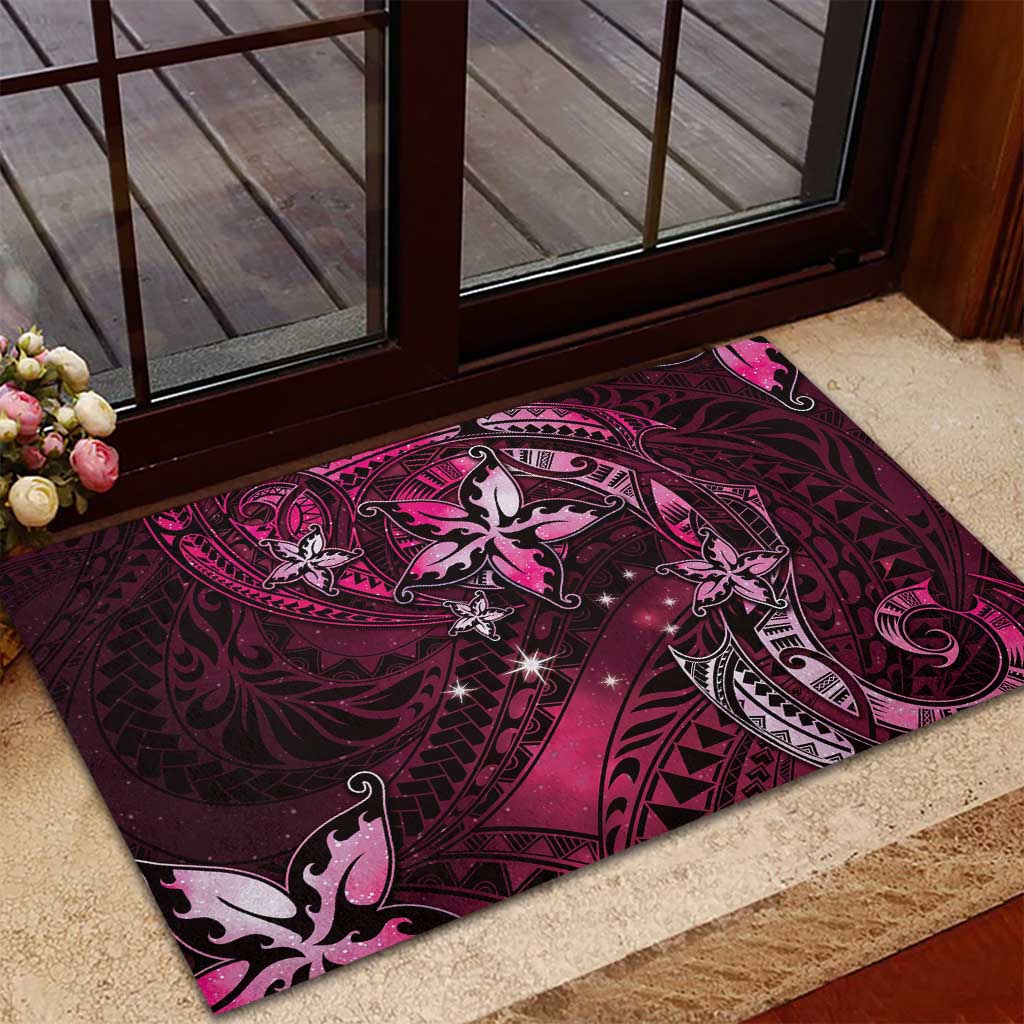 Hawaii Makahiki Season Rubber Doormat Floral Tribal Tattoo Pink Galaxy LT05 - Polynesian Pride