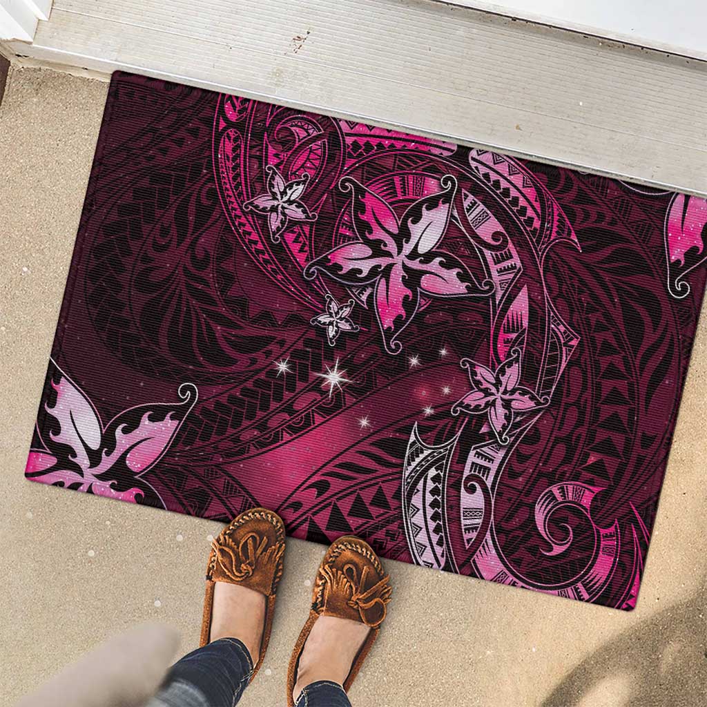 Hawaii Makahiki Season Rubber Doormat Floral Tribal Tattoo Pink Galaxy LT05 - Polynesian Pride