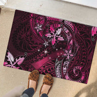 Hawaii Makahiki Season Rubber Doormat Floral Tribal Tattoo Pink Galaxy LT05 - Polynesian Pride