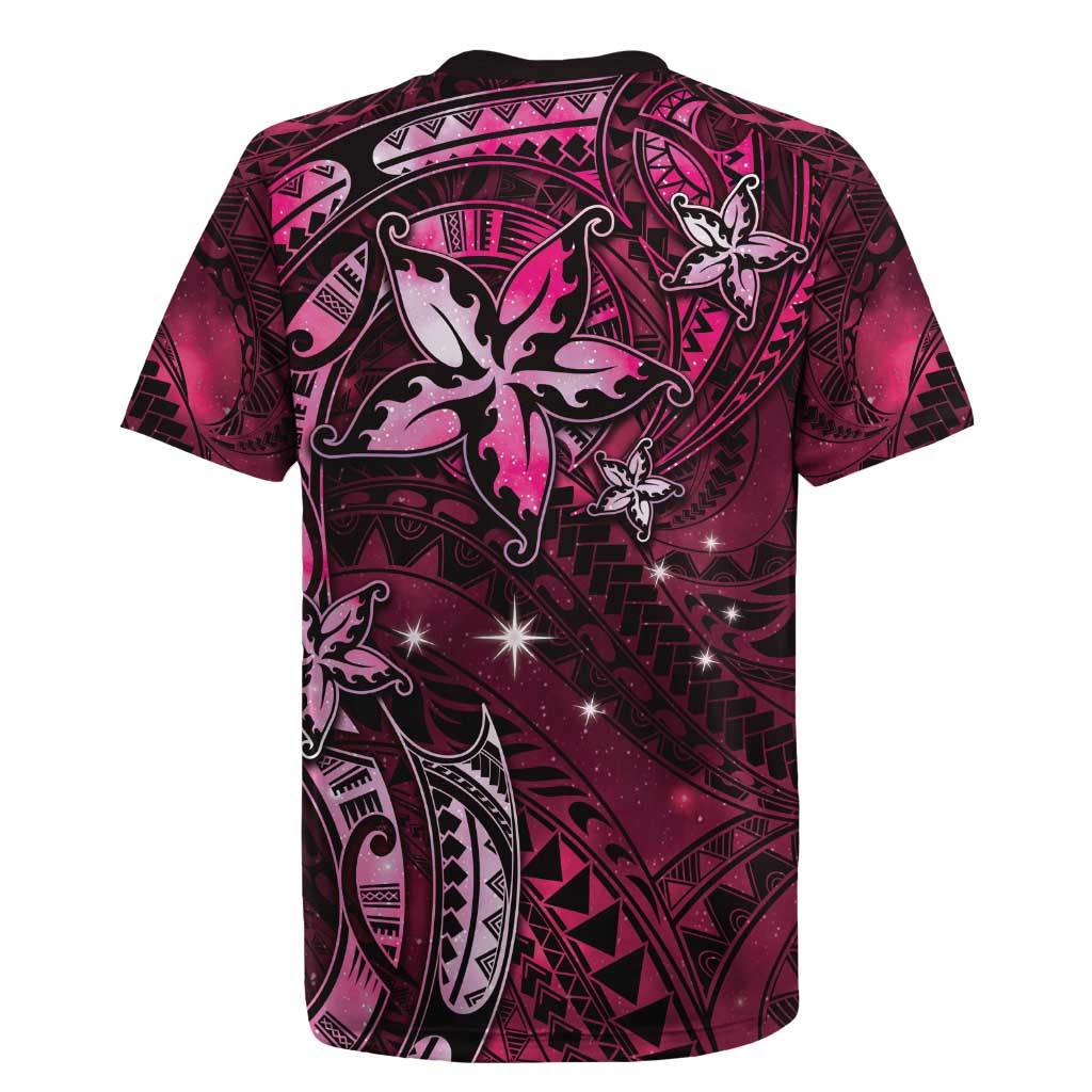 Hawaii Makahiki Season Rugby Jersey Floral Tribal Tattoo Pink Galaxy LT05 - Polynesian Pride