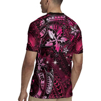 Hawaii Makahiki Season Rugby Jersey Floral Tribal Tattoo Pink Galaxy LT05 - Polynesian Pride