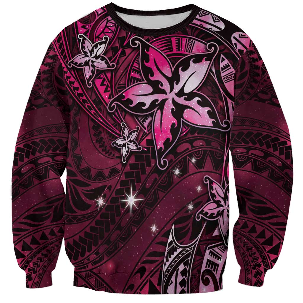 Hawaii Makahiki Season Sweatshirt Floral Tribal Tattoo Pink Galaxy LT05 Unisex Pink - Polynesian Pride