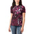 Hawaii Makahiki Season Women Polo Shirt Floral Tribal Tattoo Pink Galaxy