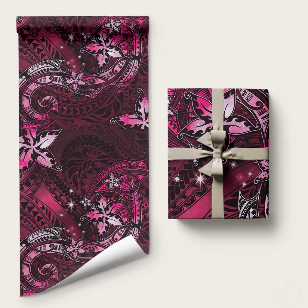 Hawaii Makahiki Season Wrapping Paper Floral Tribal Tattoo Pink Galaxy LT05 58" × 23" Pink - Polynesian Pride