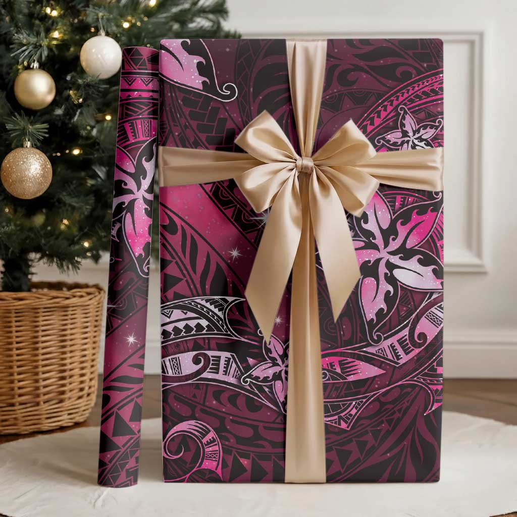 Hawaii Makahiki Season Wrapping Paper Floral Tribal Tattoo Pink Galaxy LT05 - Polynesian Pride
