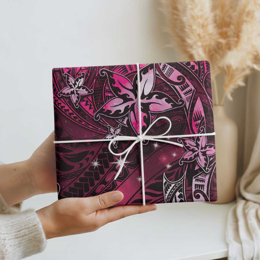 Hawaii Makahiki Season Wrapping Paper Floral Tribal Tattoo Pink Galaxy LT05 - Polynesian Pride