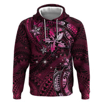 Hawaii Makahiki Season Zip Hoodie Floral Tribal Tattoo Pink Galaxy