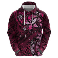 Hawaii Makahiki Season Zip Hoodie Floral Tribal Tattoo Pink Galaxy