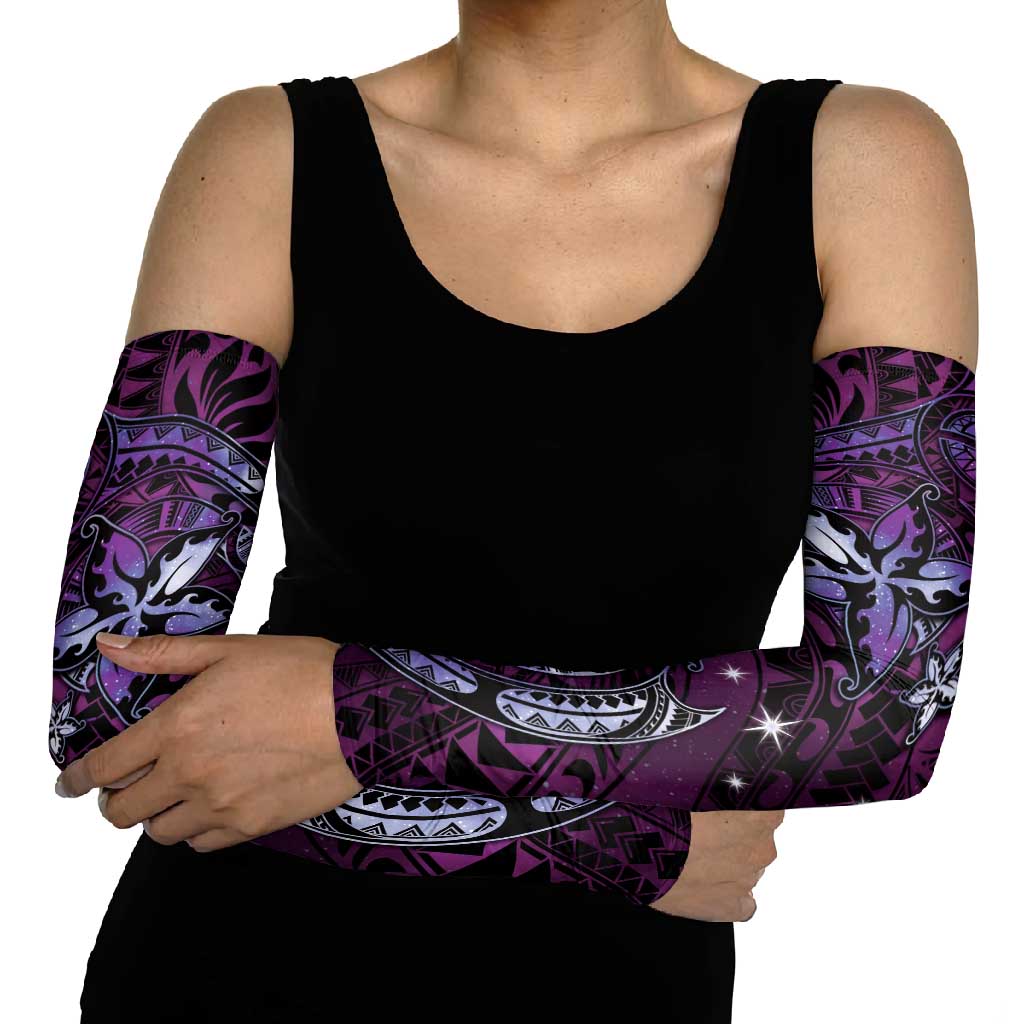 Hawaii Makahiki Season Arm Sleeves Floral Tribal Tattoo Purple Galaxy - Polynesian Pride