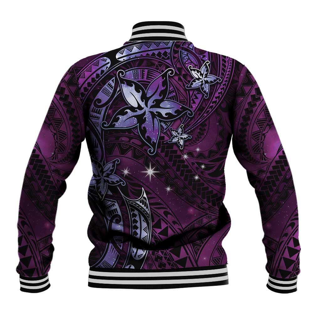 Hawaii Makahiki Season Baseball Jacket Floral Tribal Tattoo Purple Galaxy LT05 - Polynesian Pride