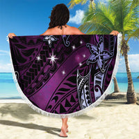 Hawaii Makahiki Season Beach Blanket Floral Tribal Tattoo Purple Galaxy LT05 - Polynesian Pride
