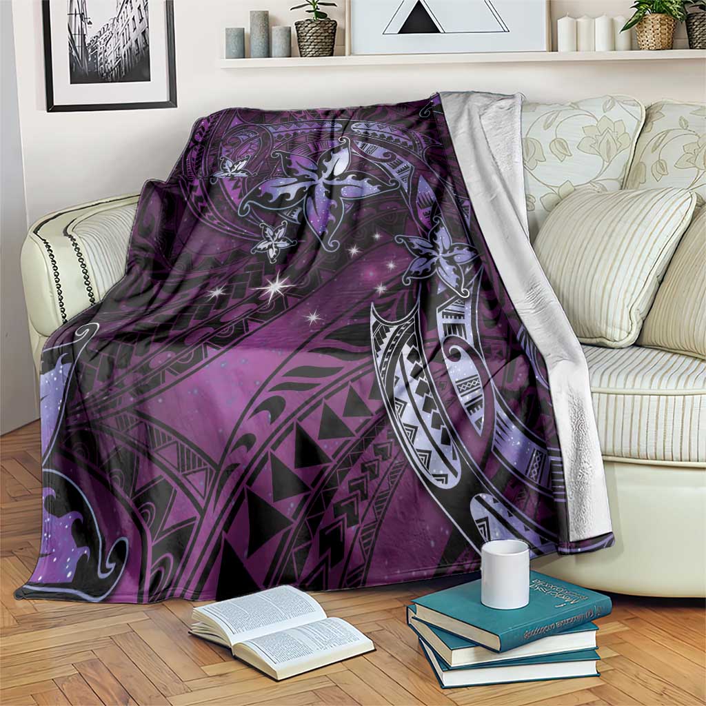 Hawaii Makahiki Season Blanket Floral Tribal Tattoo Purple Galaxy LT05 Purple - Polynesian Pride