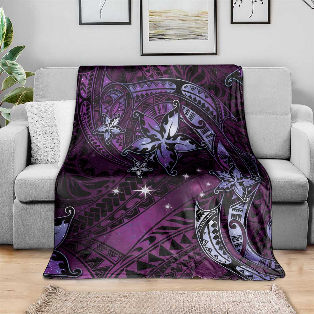 Hawaii Makahiki Season Blanket Floral Tribal Tattoo Purple Galaxy LT05 - Polynesian Pride