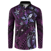 Hawaii Makahiki Season Button Sweatshirt Floral Tribal Tattoo Purple Galaxy LT05 Purple - Polynesian Pride