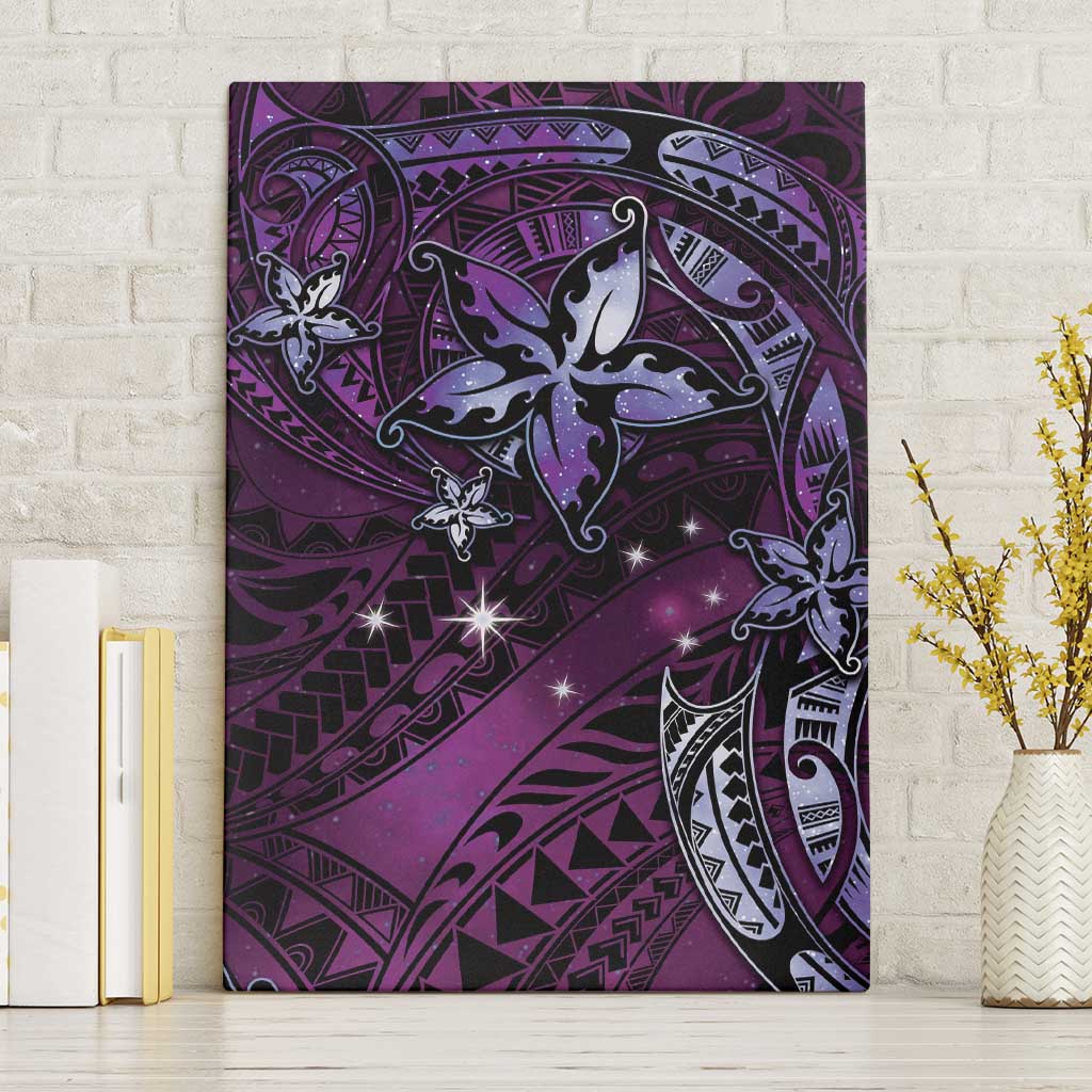 Hawaii Makahiki Season Canvas Wall Art Floral Tribal Tattoo Purple Galaxy LT05 Without Frame Purple - Polynesian Pride