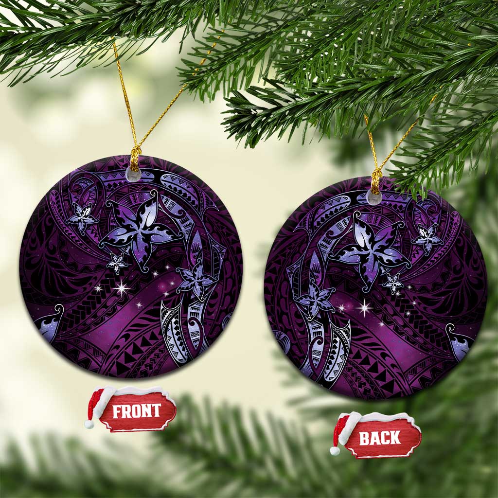 Hawaii Makahiki Season Ceramic Ornament Floral Tribal Tattoo Purple Galaxy LT05 Circle Purple - Polynesian Pride