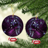 Hawaii Makahiki Season Ceramic Ornament Floral Tribal Tattoo Purple Galaxy LT05 Circle Purple - Polynesian Pride