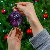 Hawaii Makahiki Season Ceramic Ornament Floral Tribal Tattoo Purple Galaxy LT05 - Polynesian Pride