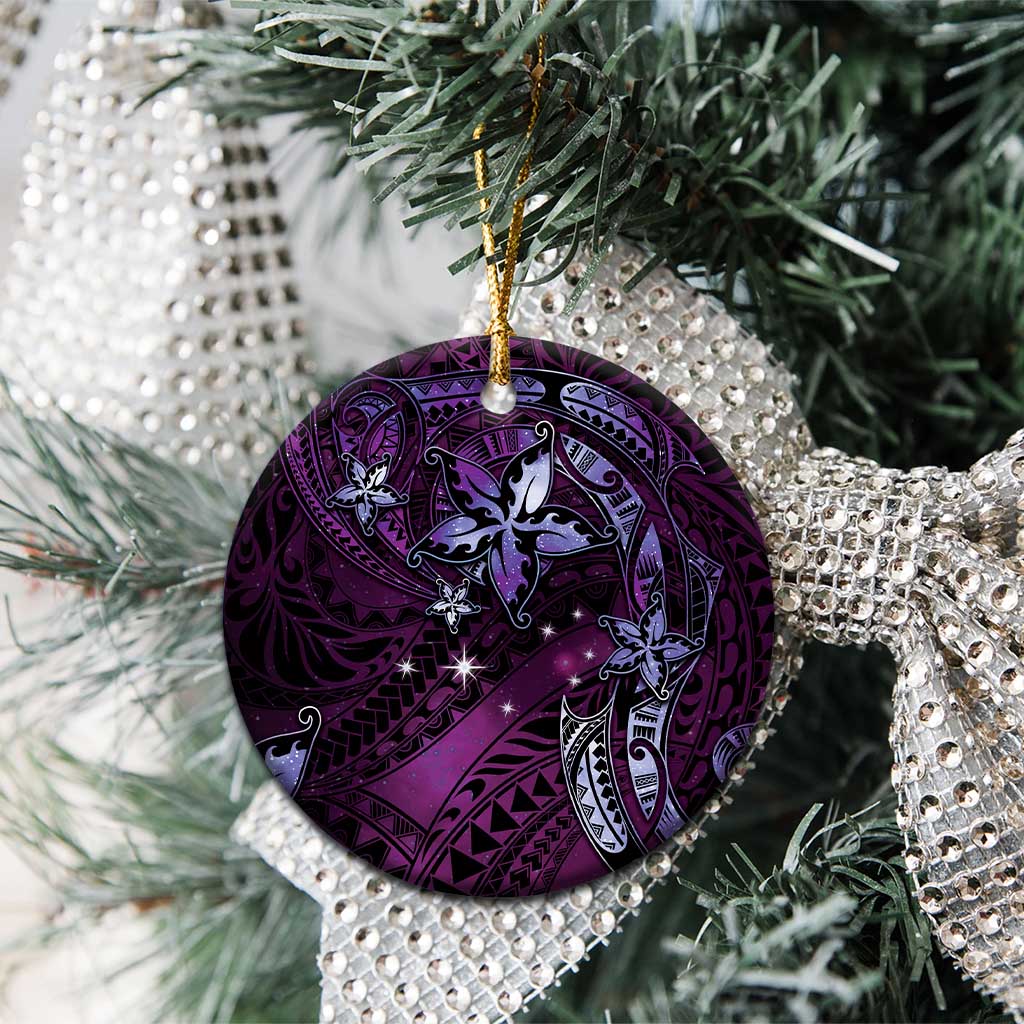 Hawaii Makahiki Season Ceramic Ornament Floral Tribal Tattoo Purple Galaxy LT05 - Polynesian Pride