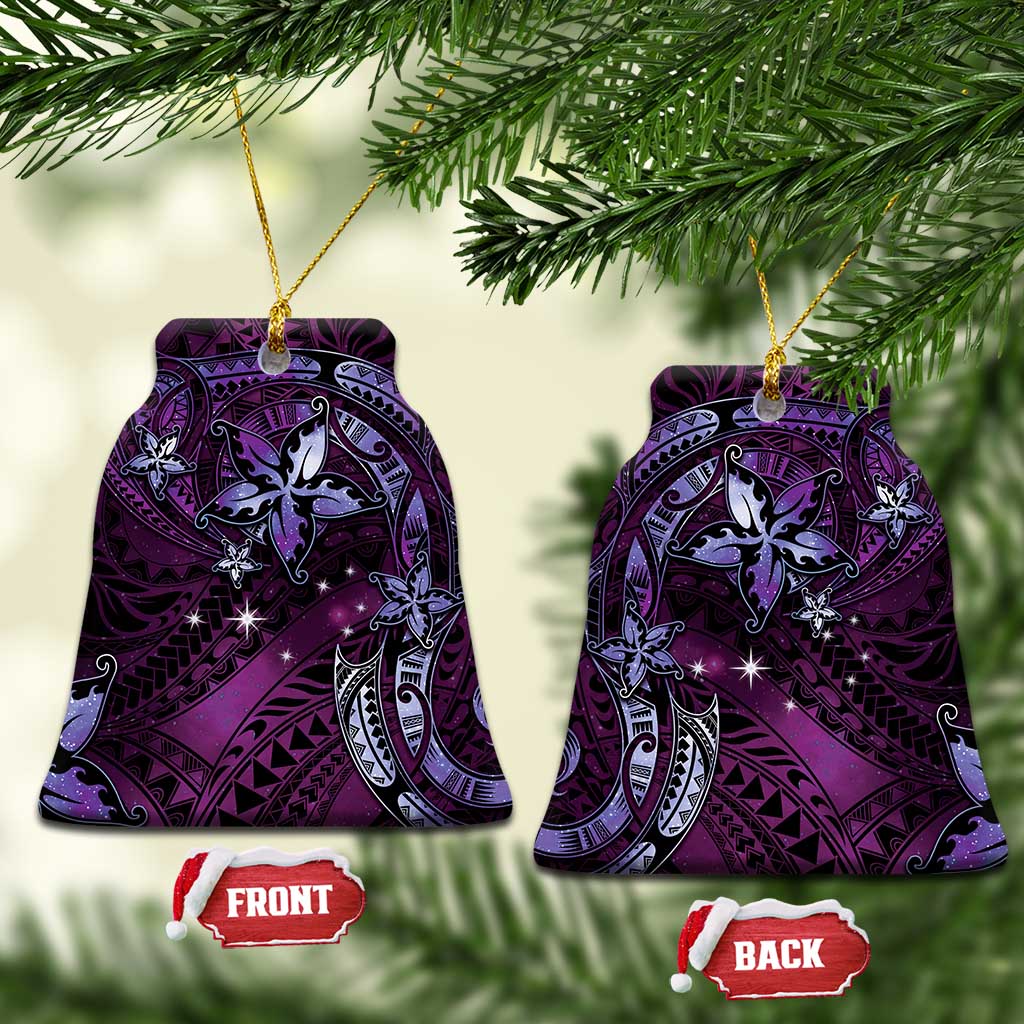 Hawaii Makahiki Season Ceramic Ornament Floral Tribal Tattoo Purple Galaxy LT05 Bell Flake Purple - Polynesian Pride