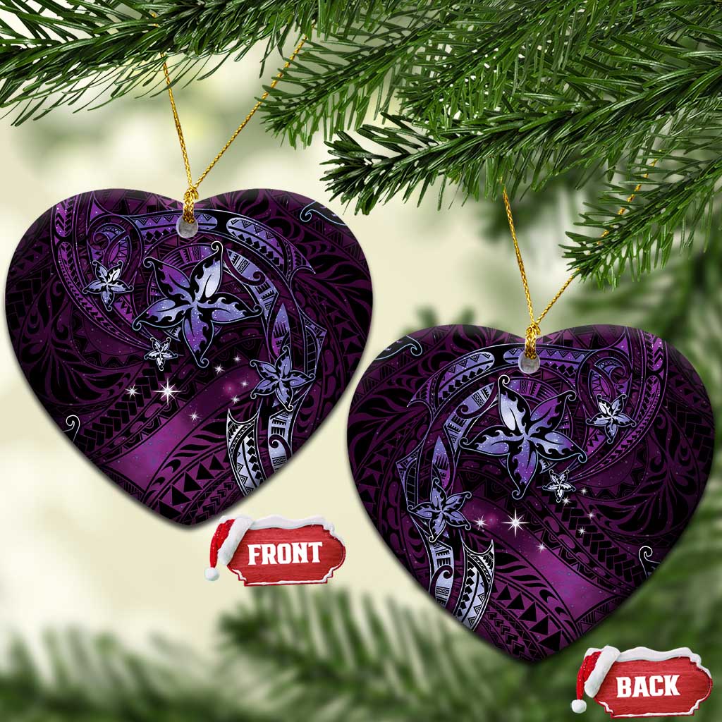 Hawaii Makahiki Season Ceramic Ornament Floral Tribal Tattoo Purple Galaxy LT05 Heart Purple - Polynesian Pride