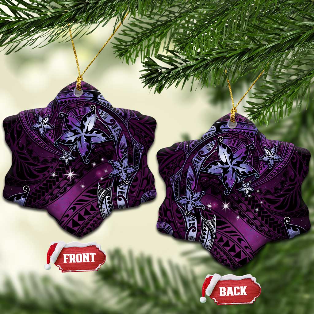 Hawaii Makahiki Season Ceramic Ornament Floral Tribal Tattoo Purple Galaxy LT05 Snow Flake Purple - Polynesian Pride