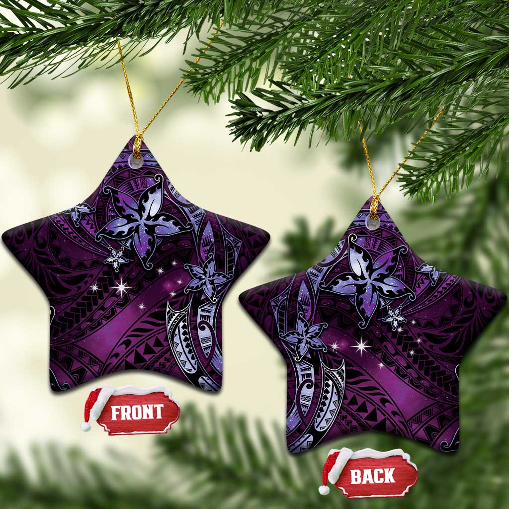 Hawaii Makahiki Season Ceramic Ornament Floral Tribal Tattoo Purple Galaxy LT05 Star Purple - Polynesian Pride