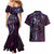 Hawaii Makahiki Season Couples Matching Mermaid Dress and Hawaiian Shirt Floral Tribal Tattoo Purple Galaxy