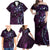 Hawaii Makahiki Season Family Matching Off Shoulder Maxi Dress and Hawaiian Shirt Floral Tribal Tattoo Purple Galaxy