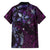 Hawaii Makahiki Season Family Matching Off Shoulder Maxi Dress and Hawaiian Shirt Floral Tribal Tattoo Purple Galaxy