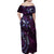 Hawaii Makahiki Season Family Matching Off Shoulder Maxi Dress and Hawaiian Shirt Floral Tribal Tattoo Purple Galaxy